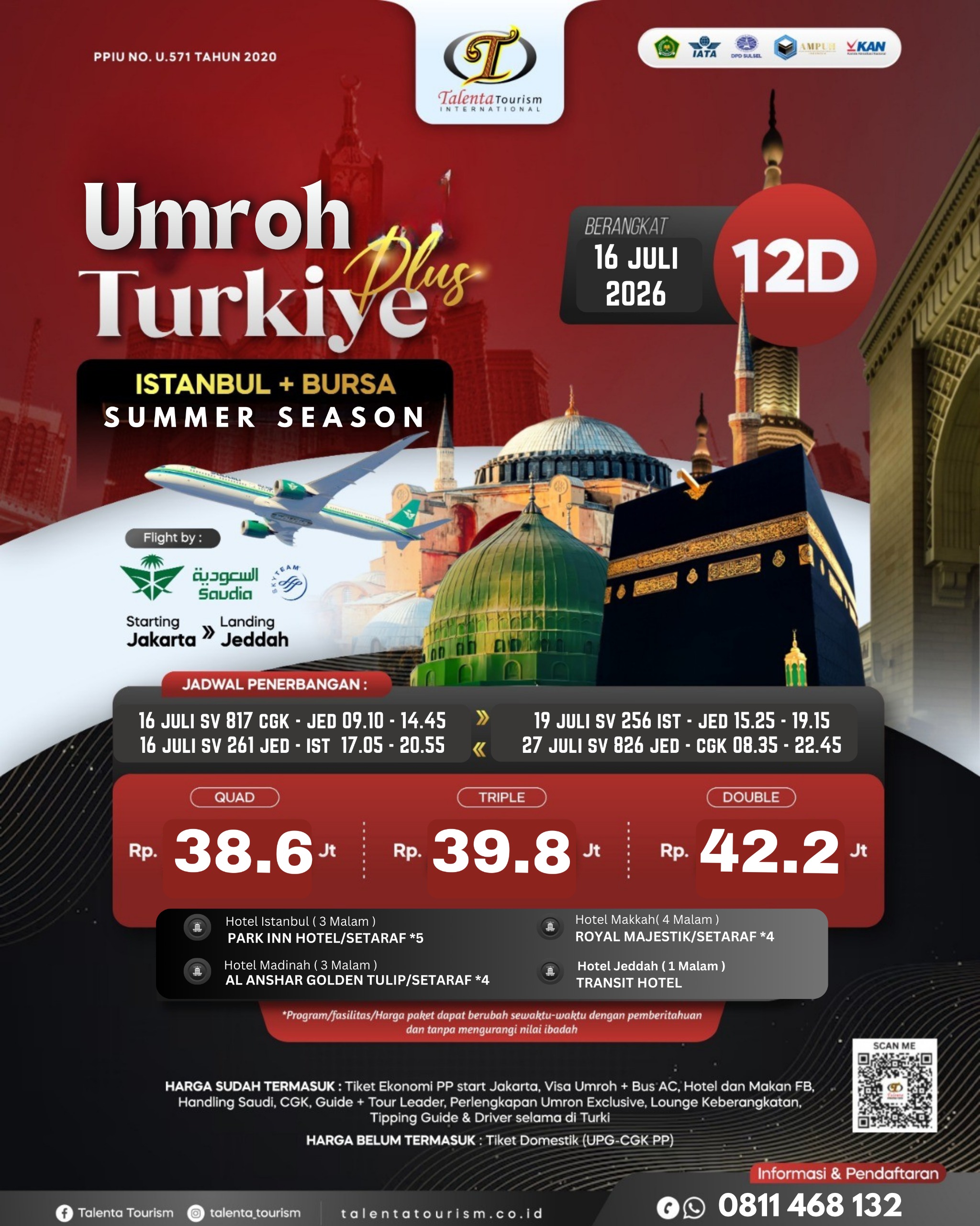 UMROH PLUS TURKIYE PAKET 12 HARI ISTANBUL + BURSA