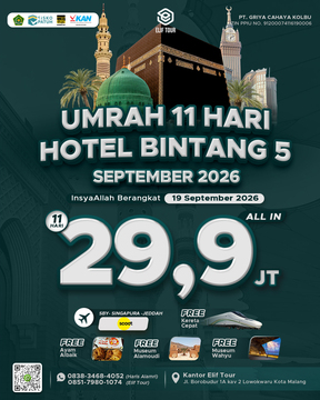 UMRAH 11 HARI HOTEL BINTANG 5 SEPTEMBER 2026