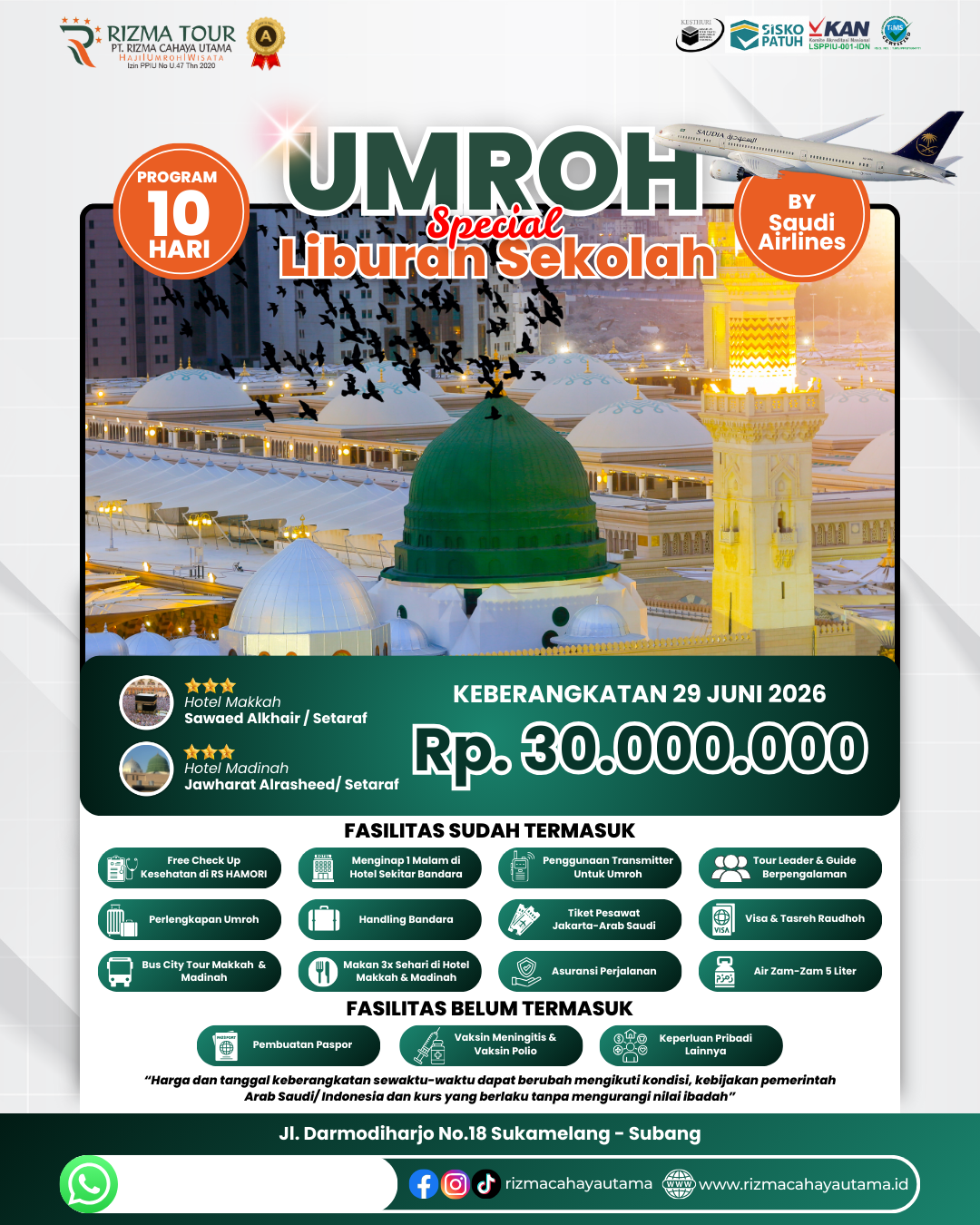 Umroh Special Libur Sekolah 29 Juni 2026