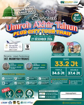 PAKET UMROH 27 DESEMBER 2026 PLUS THAIF