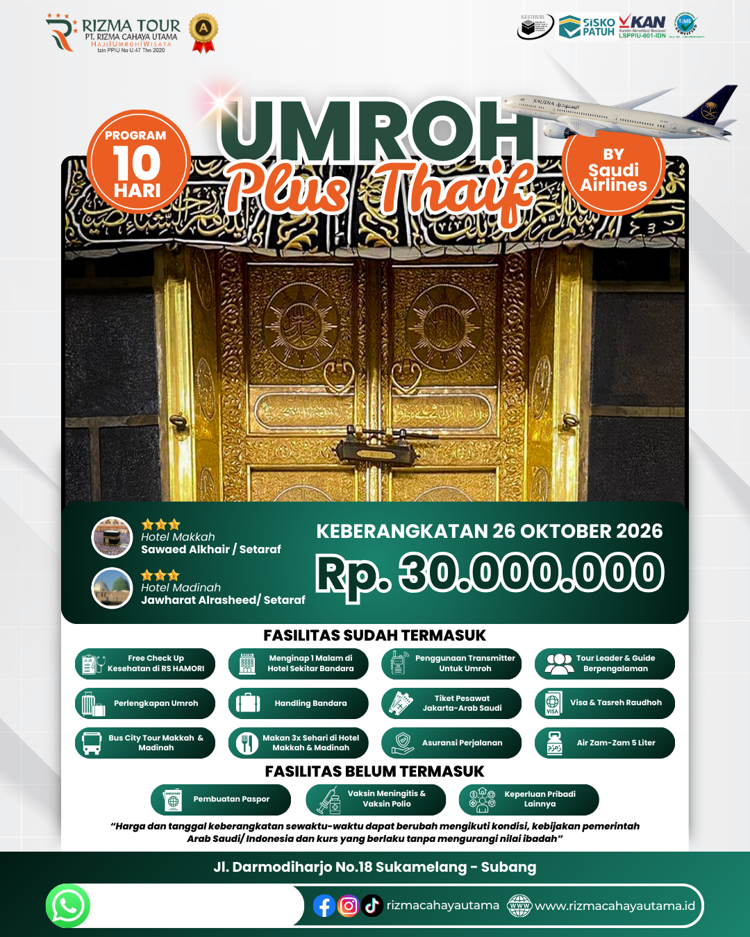 Umroh Plus Thaif 26 Oktober 2026