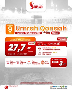UMRAH QONAAH PLUS THAIF 9 HARI 01 OKTOBER 2026