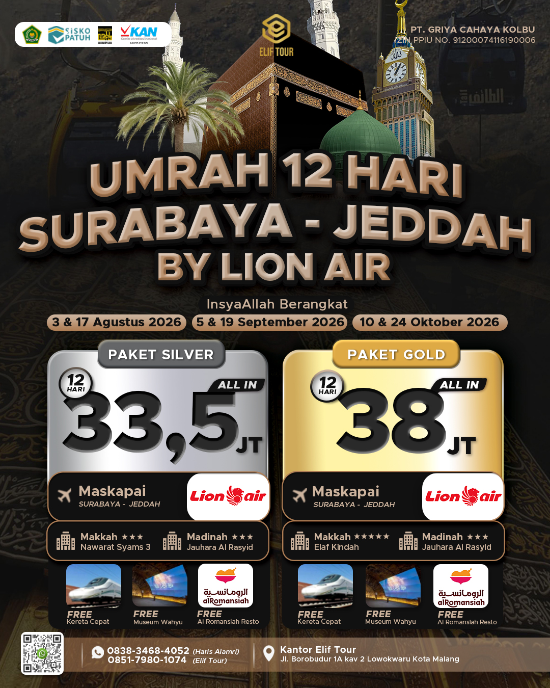 UMRAH 12 HARI SURABAYA - JEDDAH BY LION AIR
