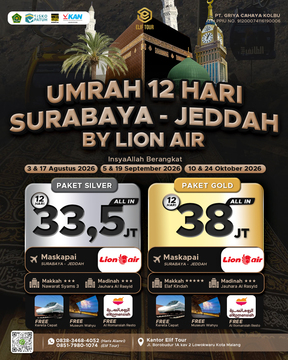 UMRAH 12 HARI SURABAYA - JEDDAH BY LION AIR