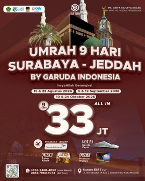 UMRAH 9 HARI SURABAYA - JEDDAH BY GARUDA INDONESIA