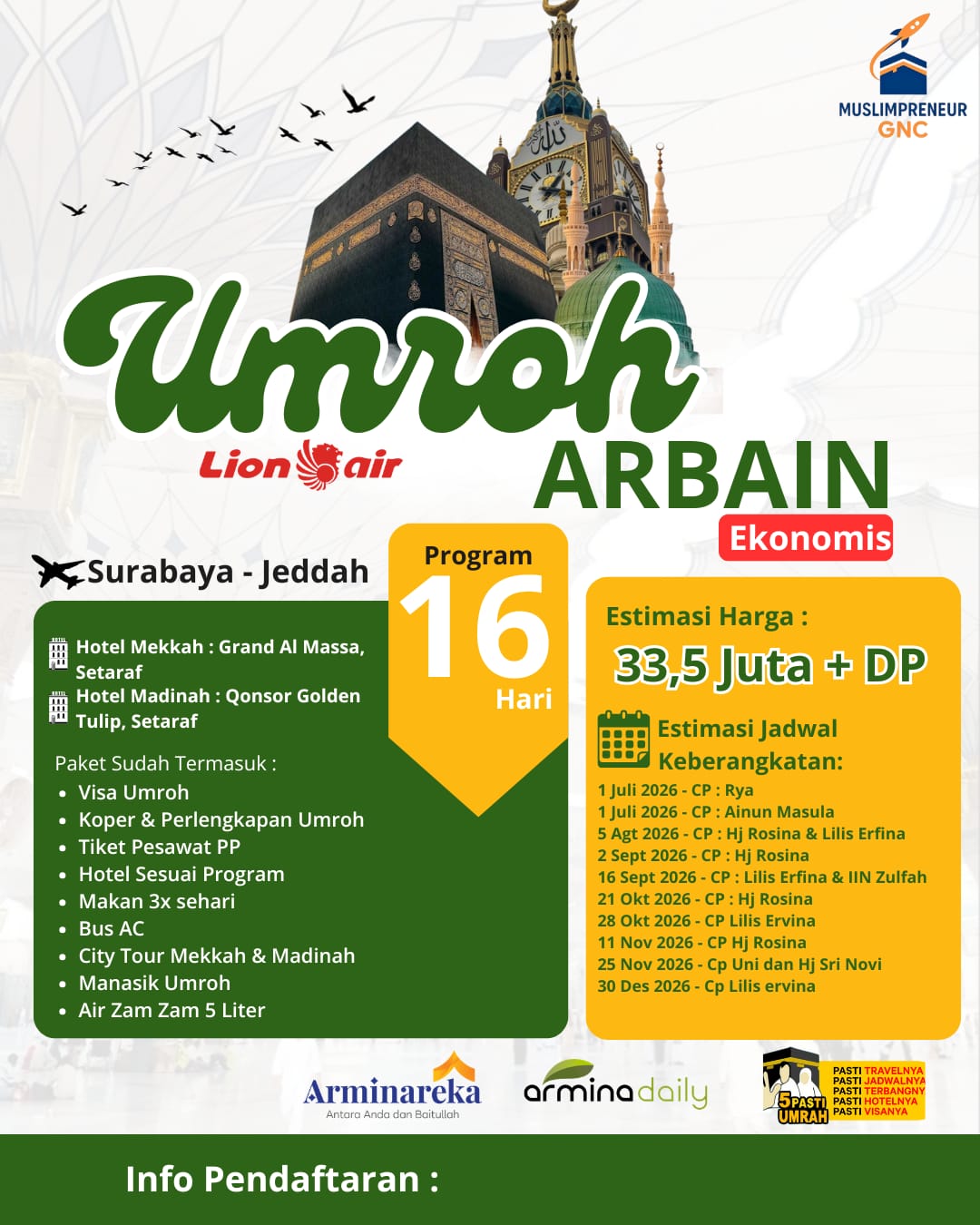 UMROH ARBAIN EKONOMIS 1 JULI 2026 [BATCH 1] 