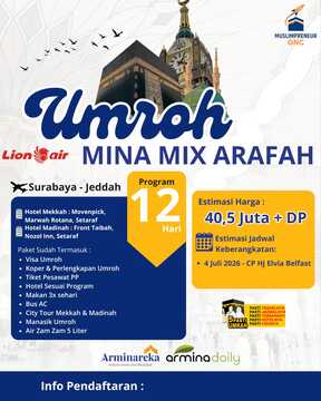 PAKET UMROH MINA MIX ARAFAH 4 JULI 2026 ARMINAREKA