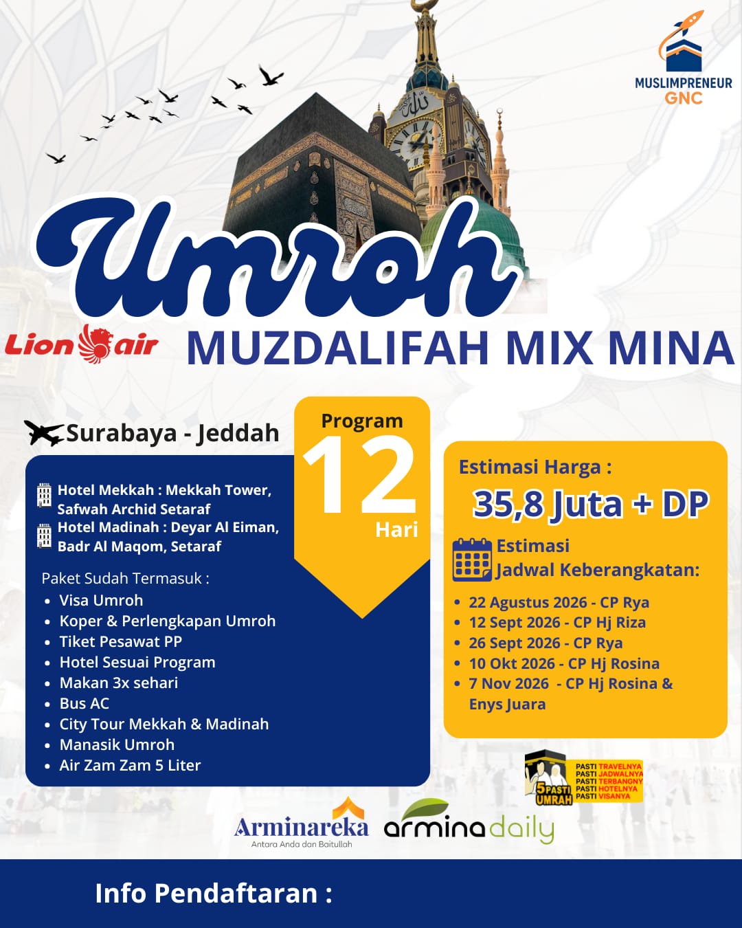 UMROH MUZDALIFAH MIX MINA 26 SEPTEMBER 2026 ARMINAREKA