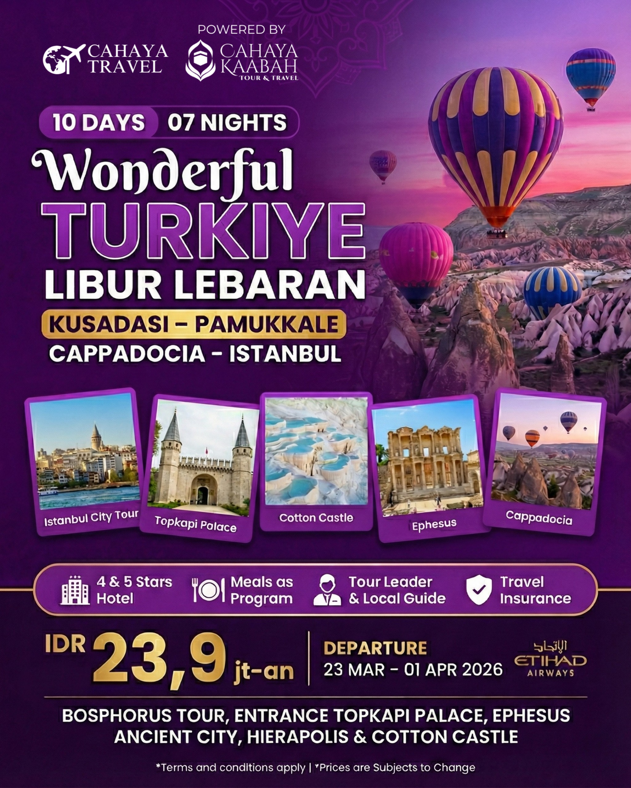 LIBURAN WONDERFUL TURKI 2026 - PAKET TOUR TURKI 10 HARI 7 MALAM | HARGA MULAI 22 JTAN