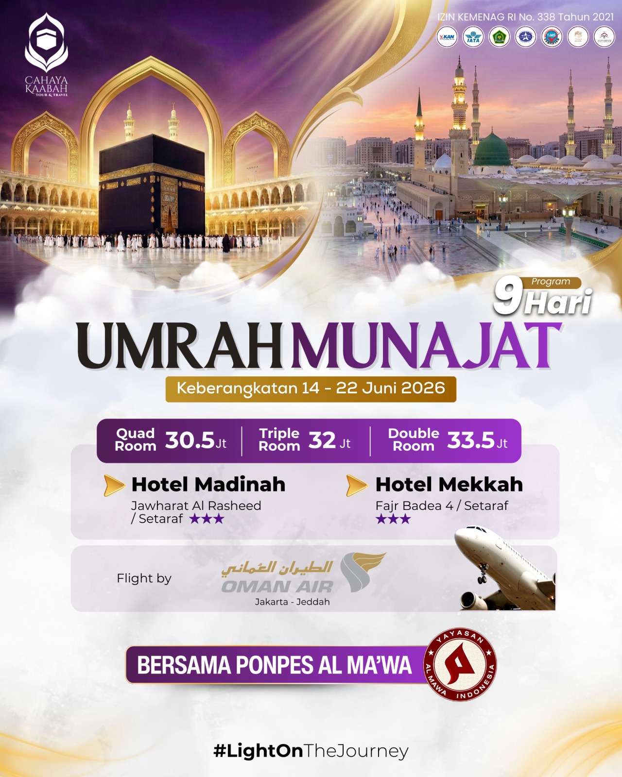 PAKET UMROH MUNAJAT 2026 BERSAMA PONPES AL MA'WA - PROGRAM 9 HARI