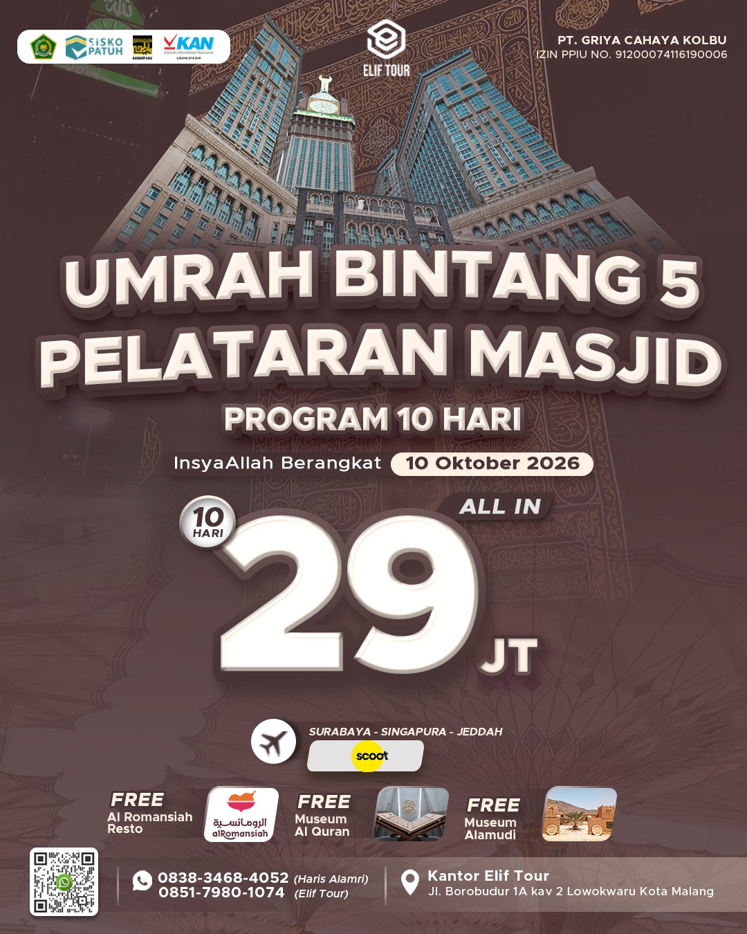 UMRAH BINTANG 5 PELATARAN MASJID PROGRAM 10 HARI