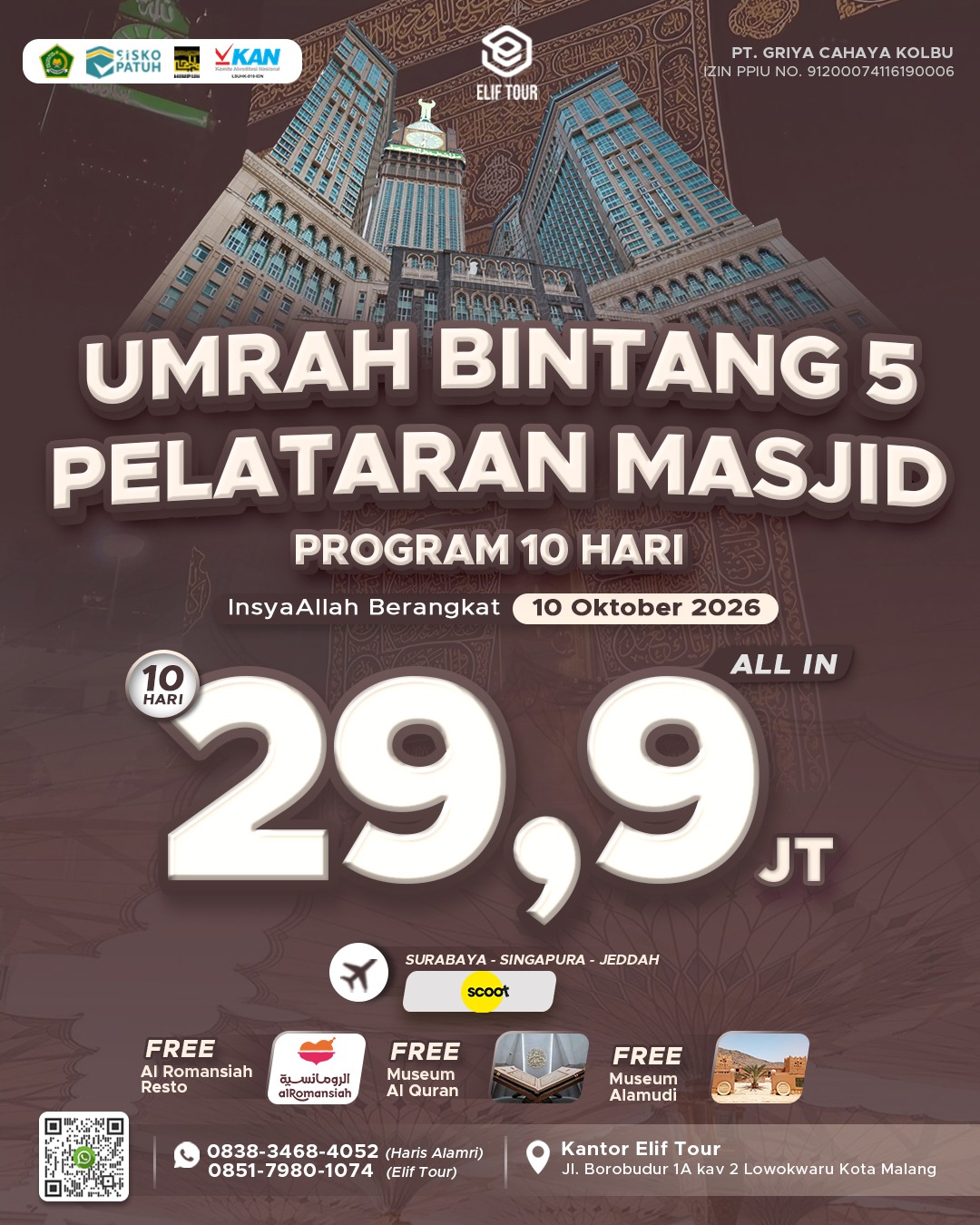 UMRAH BINTANG 5 PELATARAN MASJID PROGRAM 10 HARI