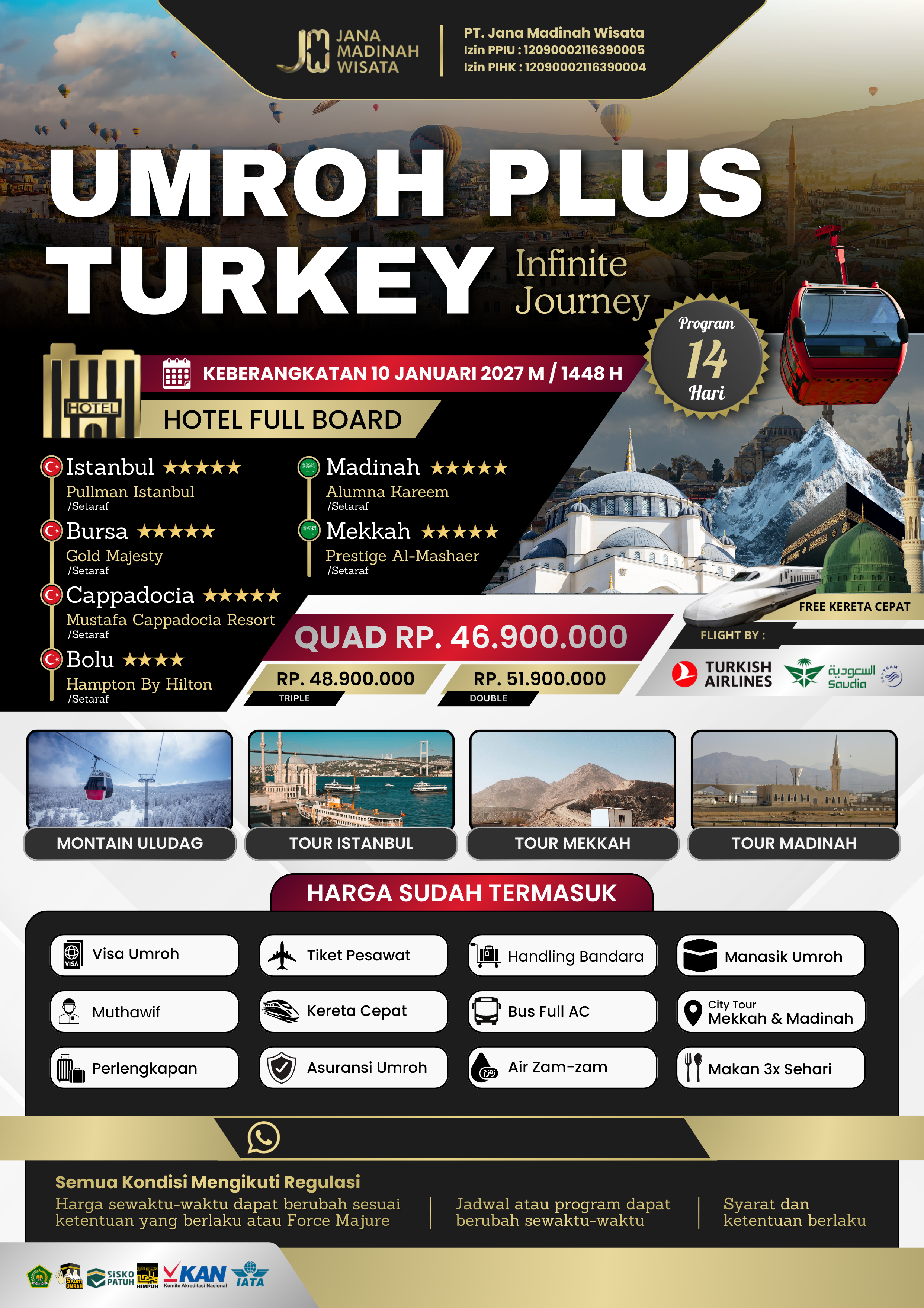 UMROH PLUS TURKEY 20 JANUARI 2027 M | 1448 H