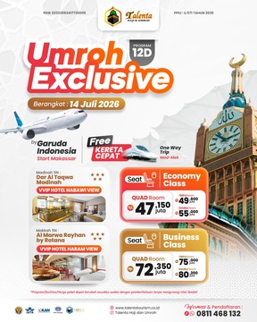 Umroh Exclusive 12 Hari Garuda Indonesia + Kereta Cepat Madinah Makkah