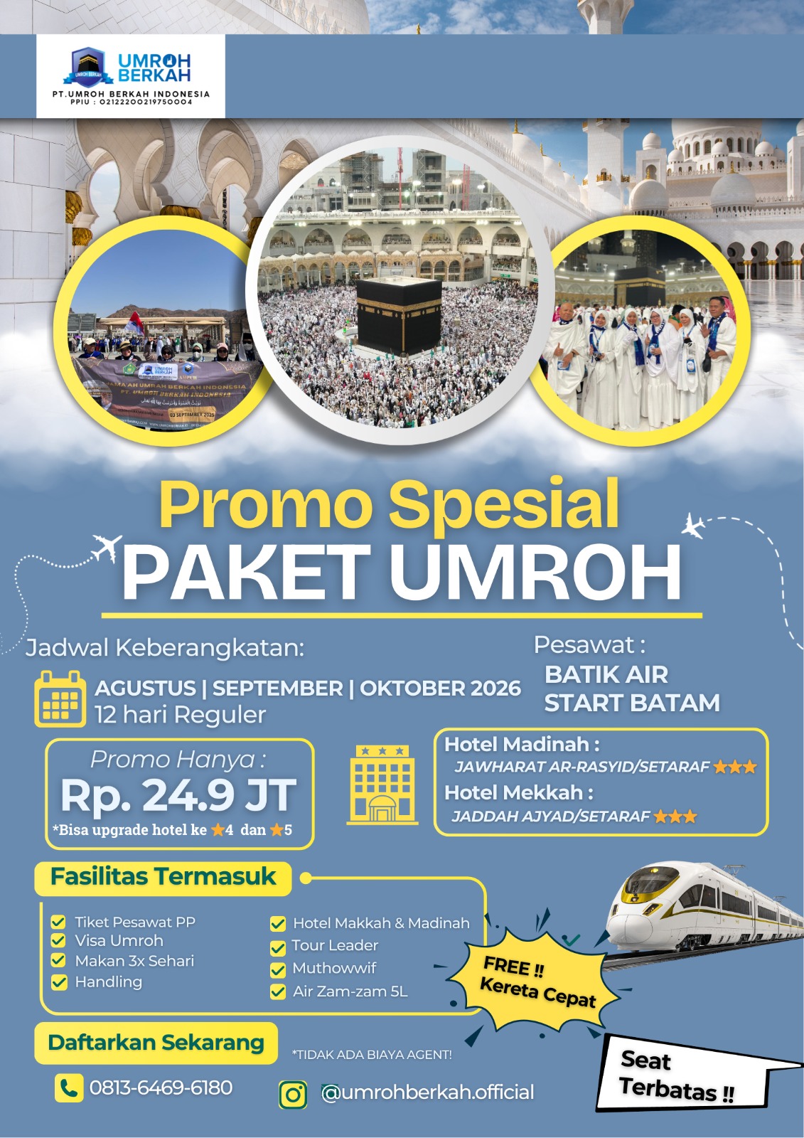 PAKET UMROH SPESIAL PROMO START BATAM 12 HARI OKTOBER 2026