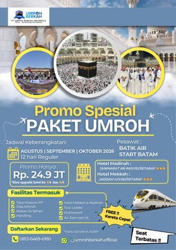 PAKET UMROH SPESIAL PROMO START BATAM 12 HARI OKTOBER 2026