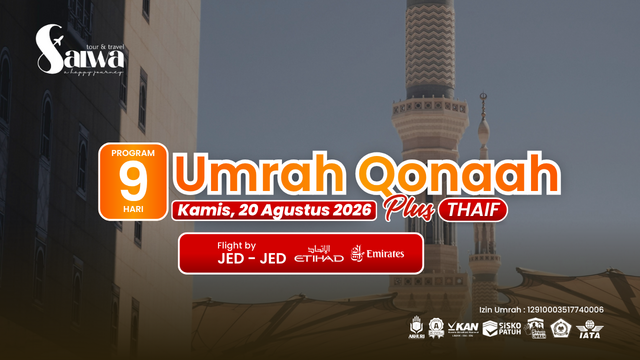 UMRAH PLUS THAIF QONAAH SALWA 20 AGUSTUS 2026
