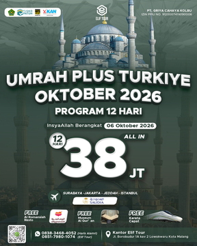 UMRAH PLUS TURKIYE OKTOBER 2026 PROGRAM 12 HARI