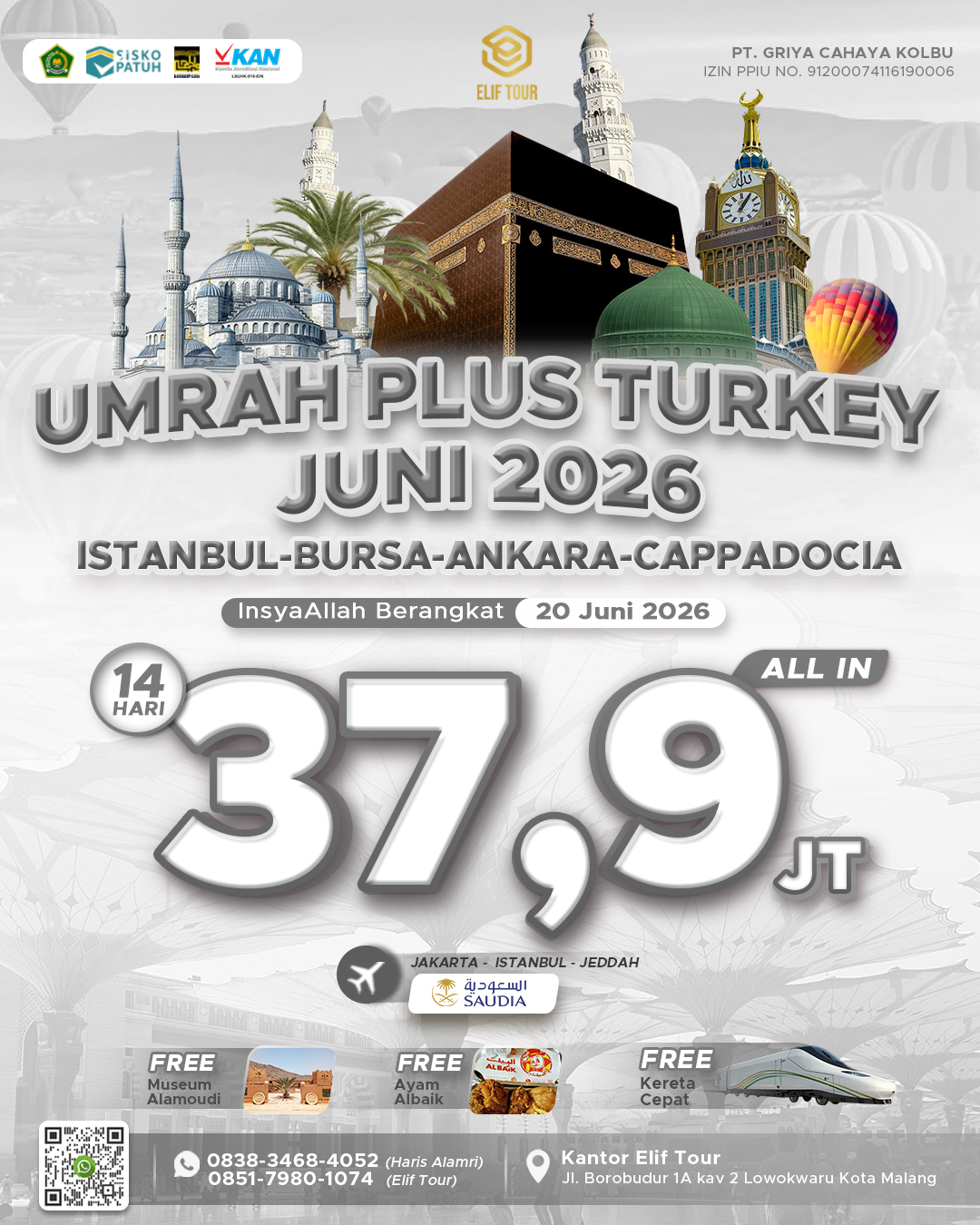 UMRAH PLUS TURKEY JUNI 2026 (ISTANBUL - BURSA - ANKARA - CAPPADOCIA)
