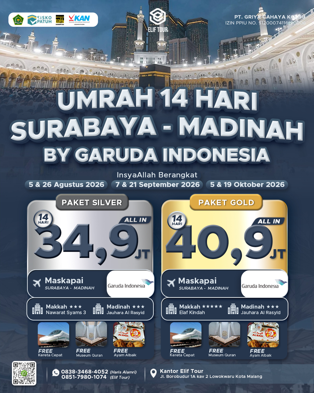 UMRAH 14 HARI SURABAYA - MADINAH BY GARUDA INDONESIA