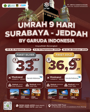 UMRAH 9 HARI SURABAYA - JEDDAH BY GARUDA INDONESIA