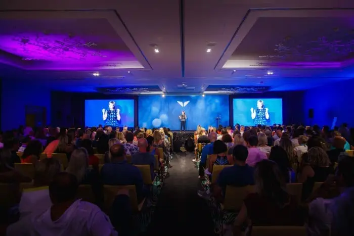 Esther Perel speaking at Mindvalley's A-fest, Ibiza in May 2017.