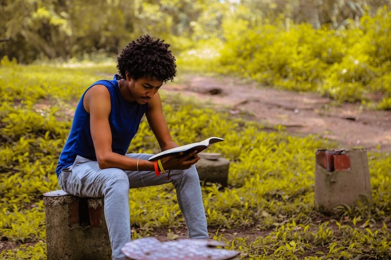 Man reading in the park