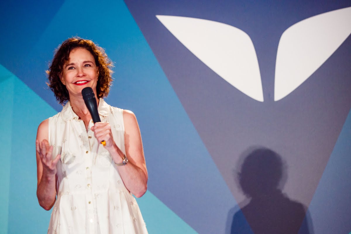 Sonia Choquette on stage at Mindvalley's A-Fest 2016 in Greece