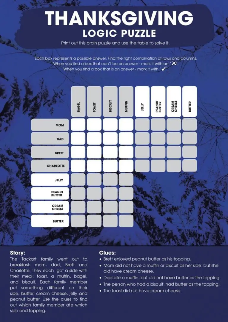 Thanksgiving logic puzzle