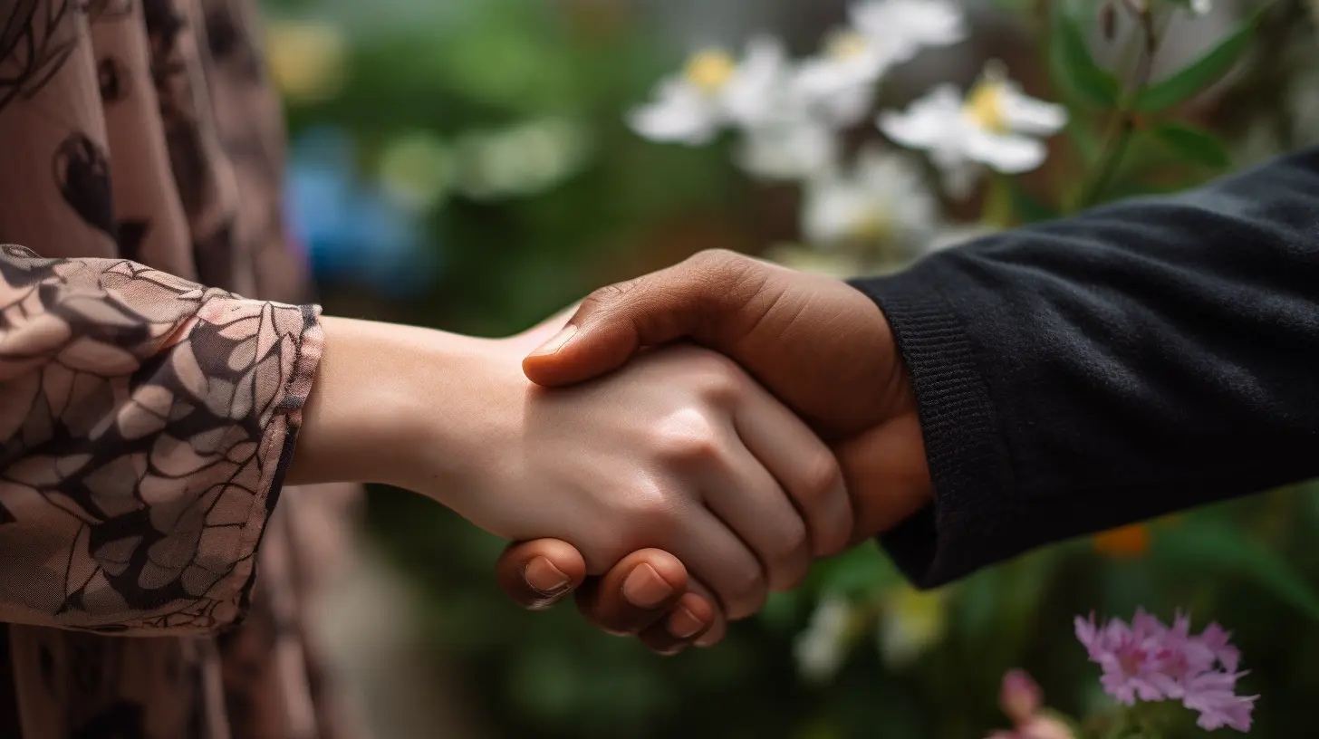 Two hands holding each other
