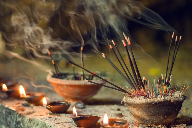 burning incense 