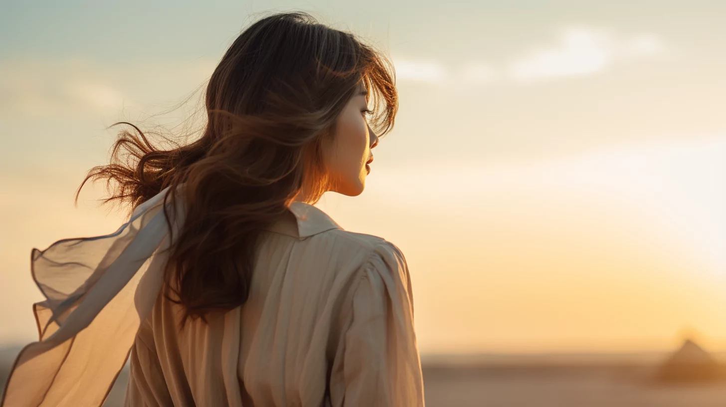 A woman looking into the distance