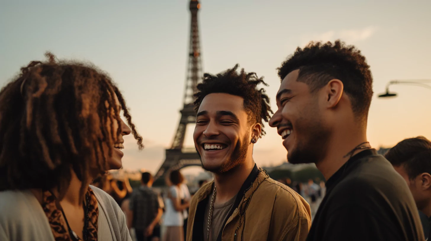 A group of friends speaking in a foreign language as a way to practice their linguistic intelligence