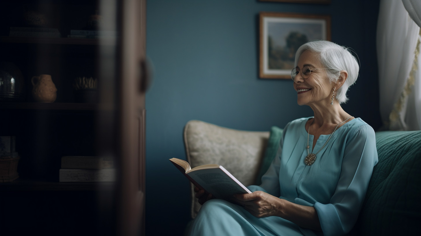 Woman reading a book to show which part of the brain controls thinking