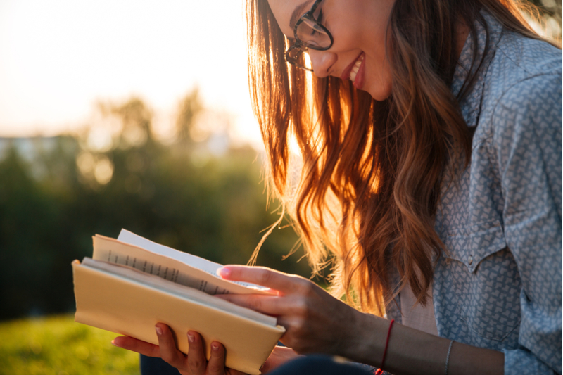 woman reading a book