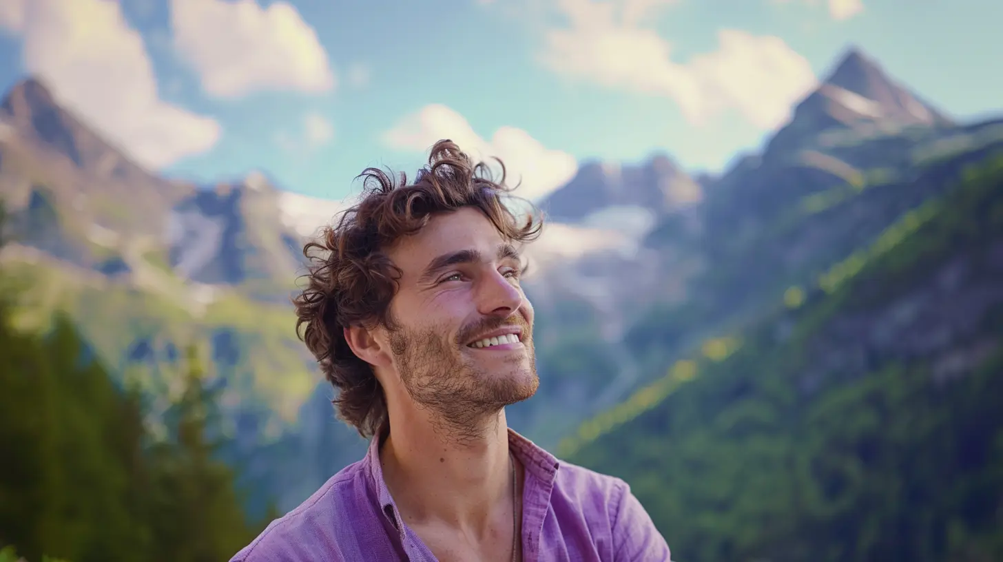 A man looking toward the sky to raise his vibration