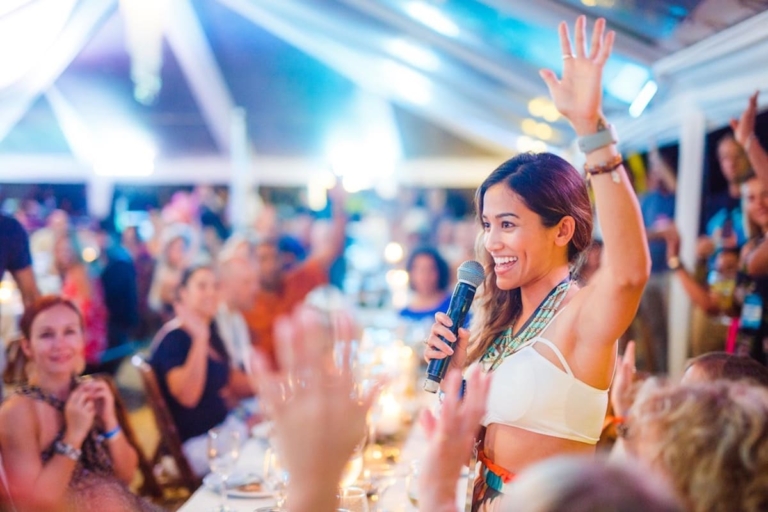 Woman speaking to the audience using her effective communication skills