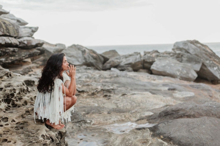 Woman calming her mind of mental chatter