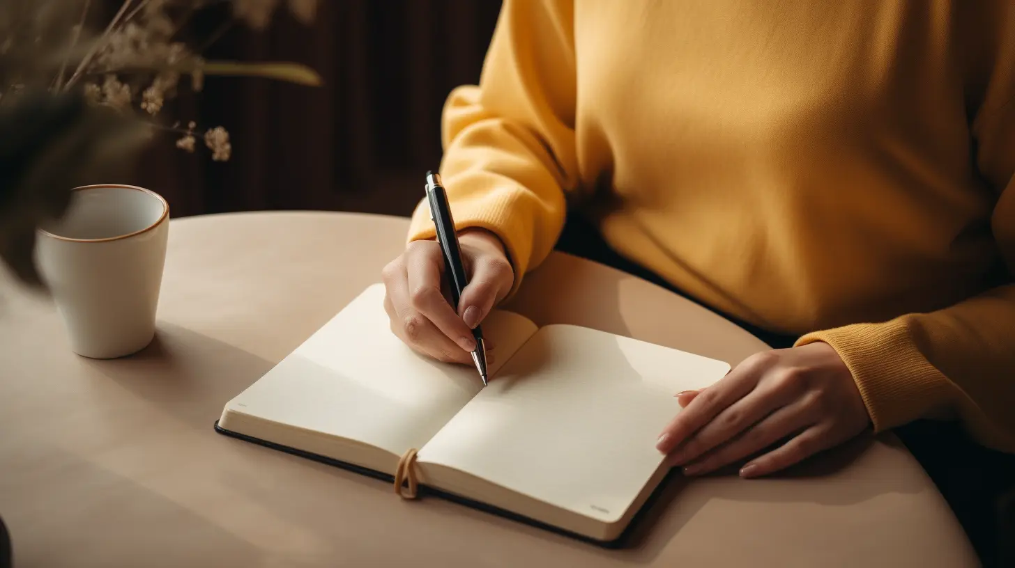 A person learning how to journal with a notebook and a pen.