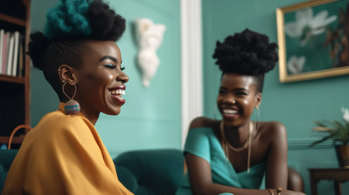 Women sitting and having a conversation to display their social skills