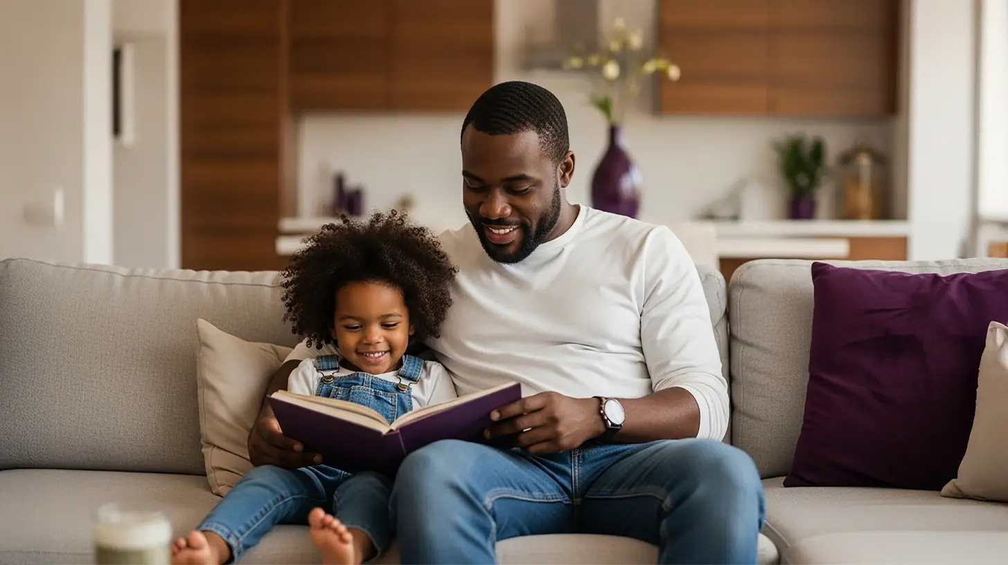 A father reading a book with his child