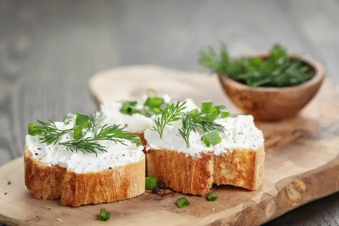 Fresh cheese on bread