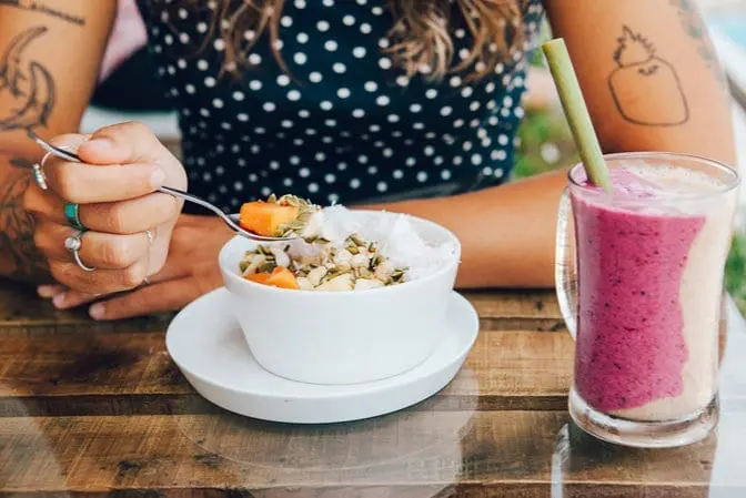 Woman enjoying healthy food