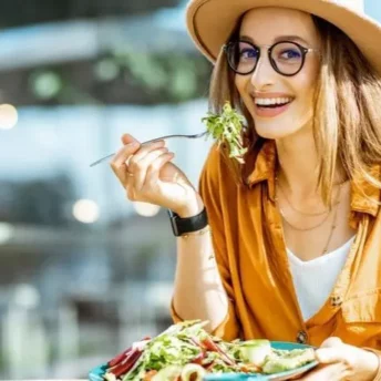 Woman enjoying healthy snacks