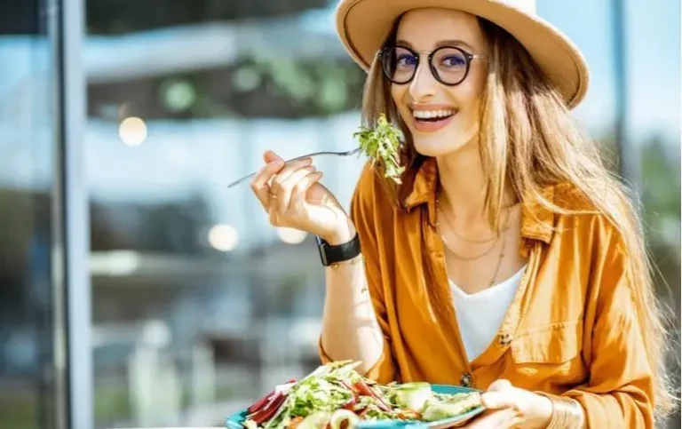 Woman enjoying healthy snacks