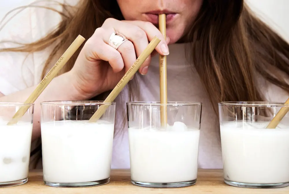 a girl drinking milk