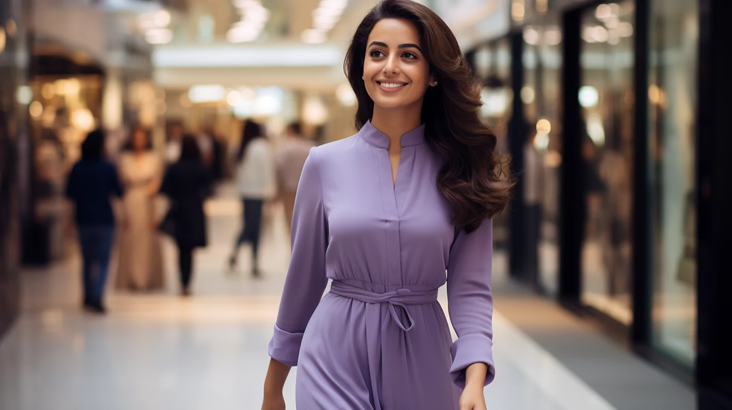 Woman walking through a mall