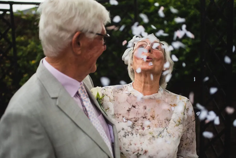 Old couple being happy