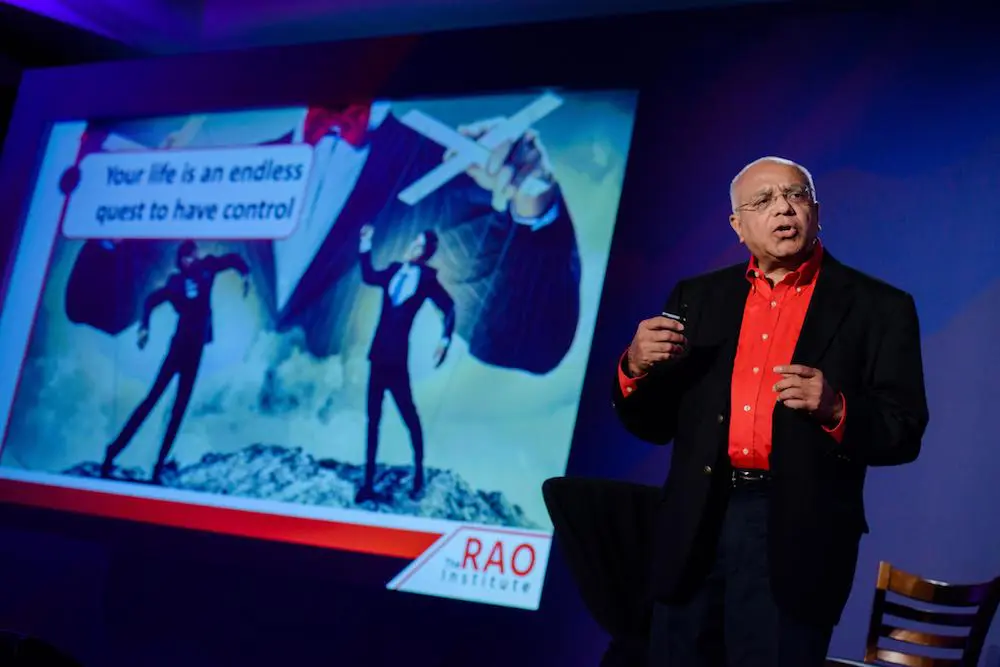 Dr. Srikumar Rao debunking the misconception around goals at Mindvalley Live 2018, San Diego