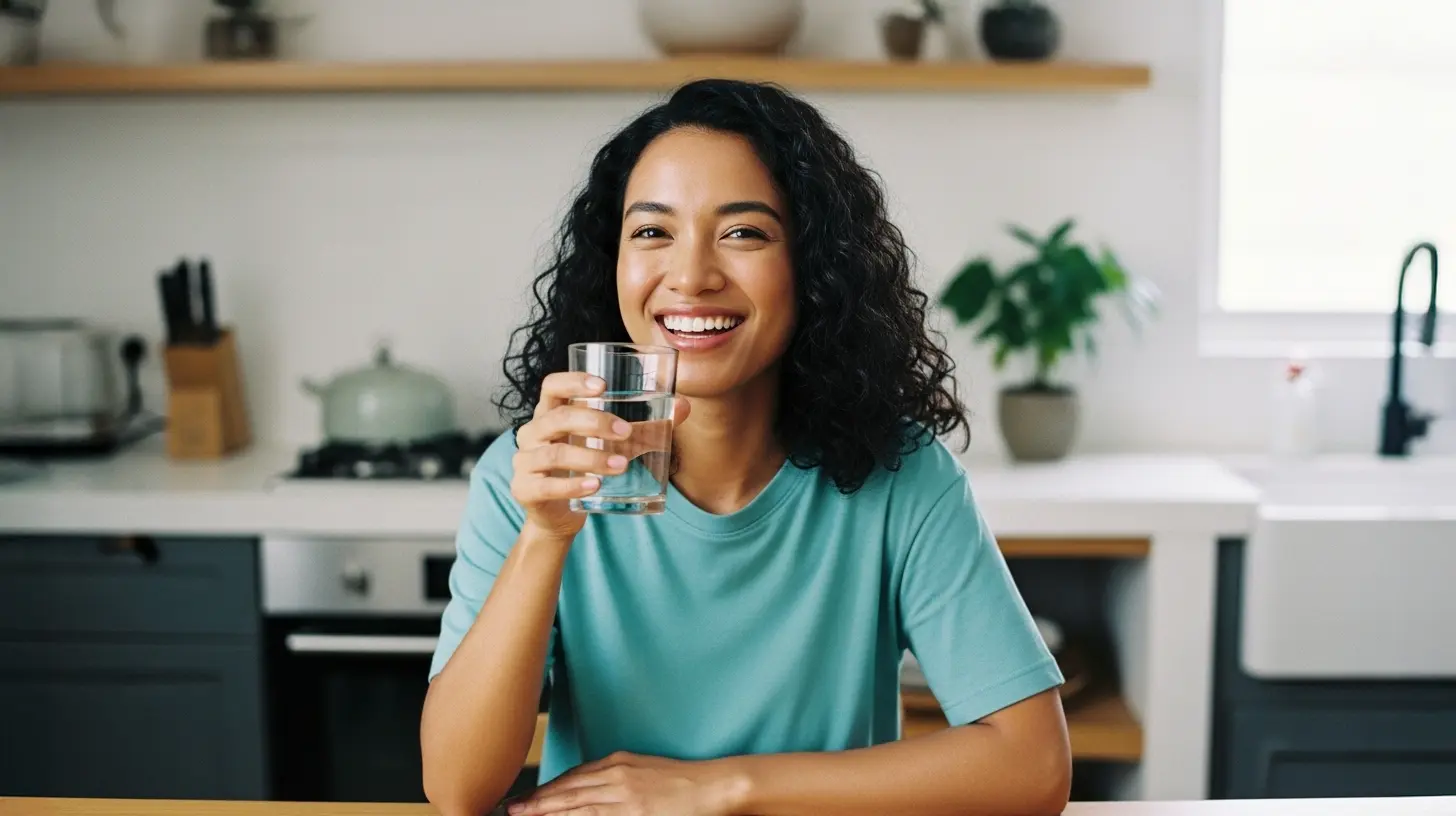 A woman holding a glass of water for intermittent fasting